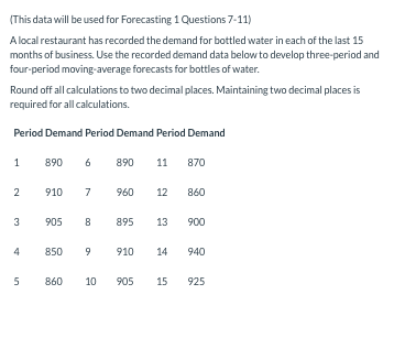 (This data will be used for Forecasting 1