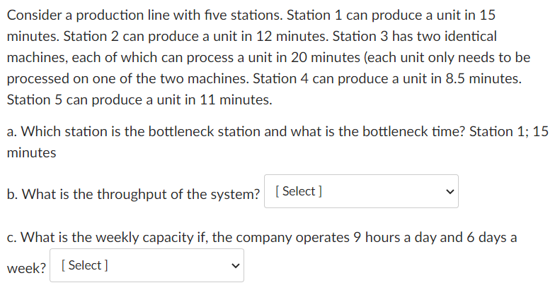 Consider a production line with five stations.
