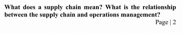 What does a supply chain mean? What is the