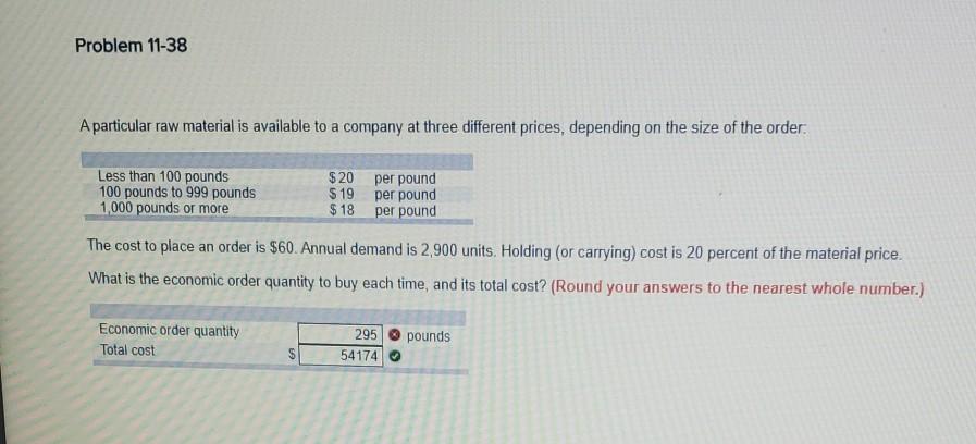 All EOQ arw incorrect. Please I need on the eoq