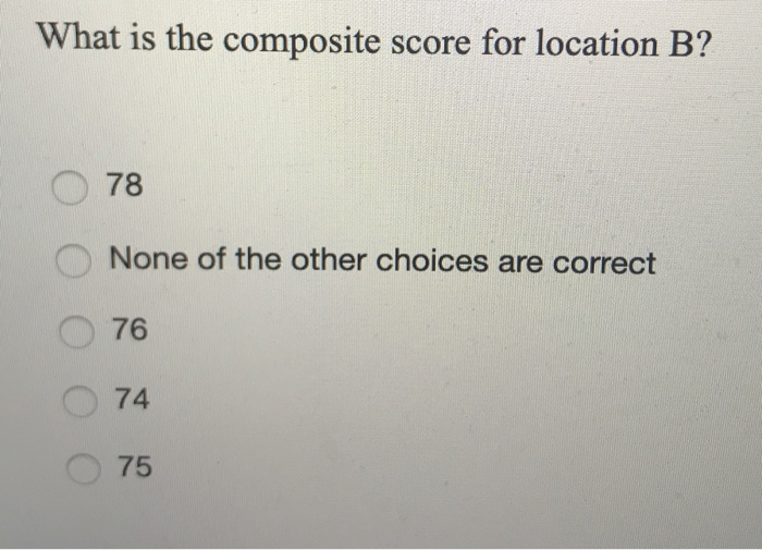 Question 26 A location analysis has been narrowed