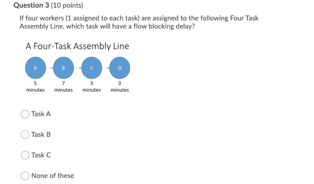 Question 3 (10 points) If four workers (1