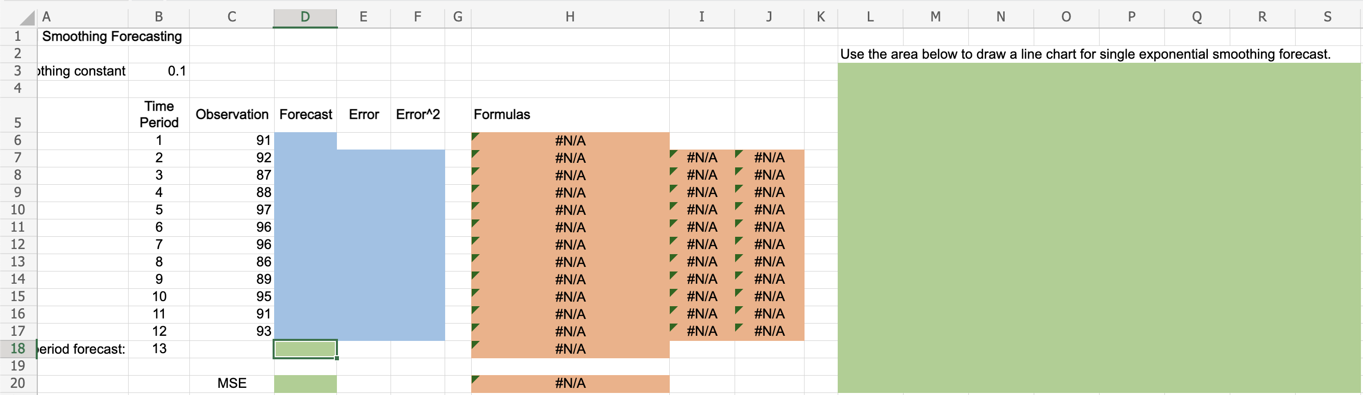 Excel Online Activity: Exponential Smoothing A