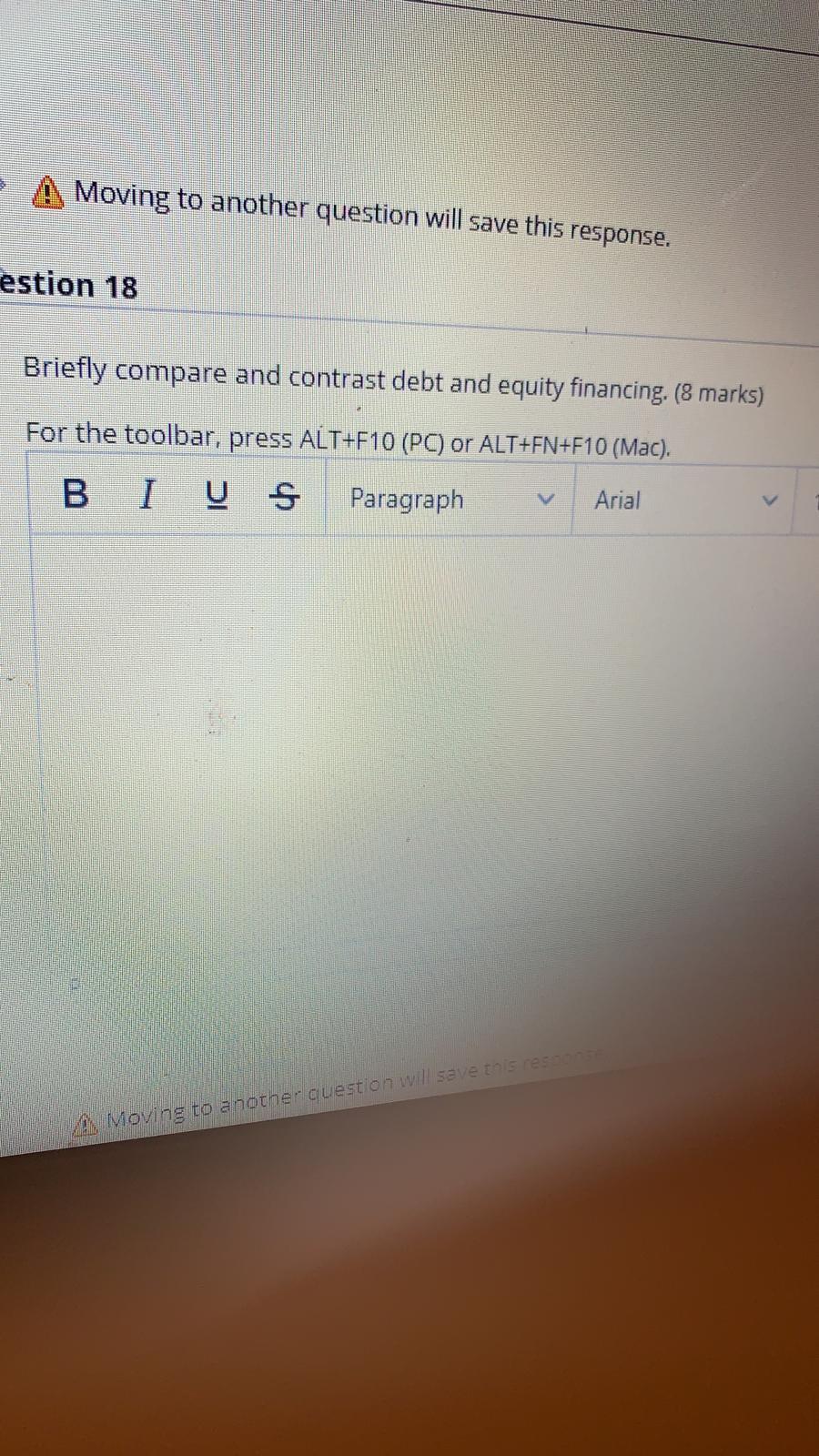 Moving to another question will save this