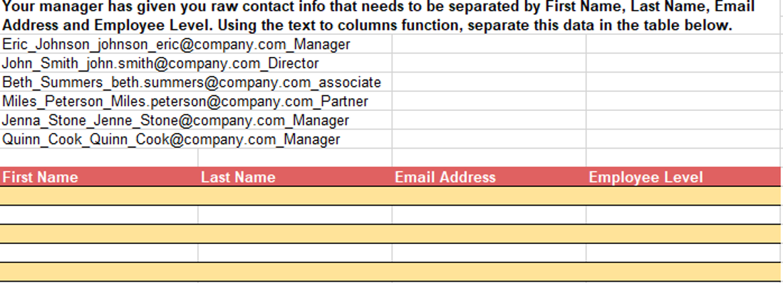 I need help using the text to columns function.