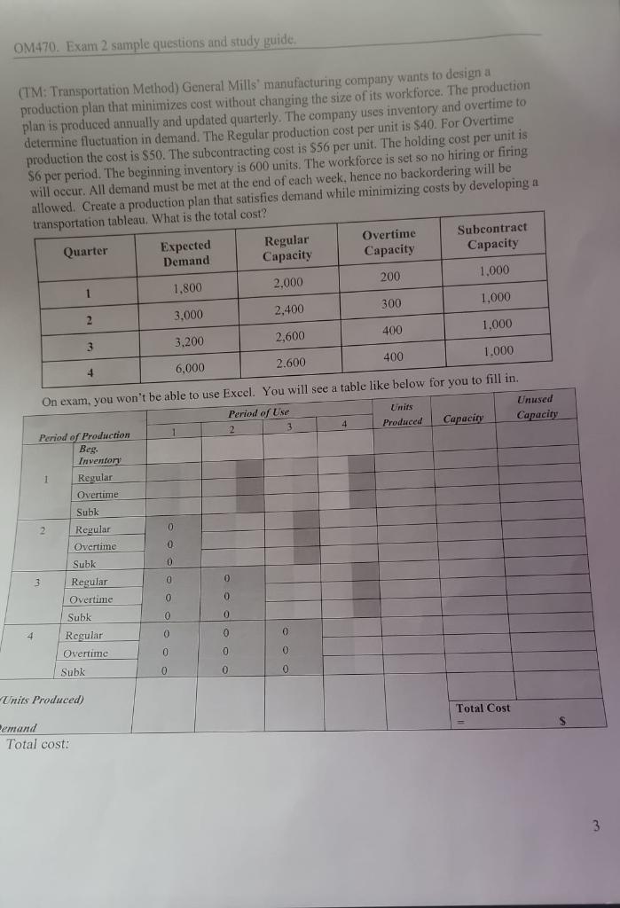 URGENT PLEASE ANSWER OM470. Exam 2 sample