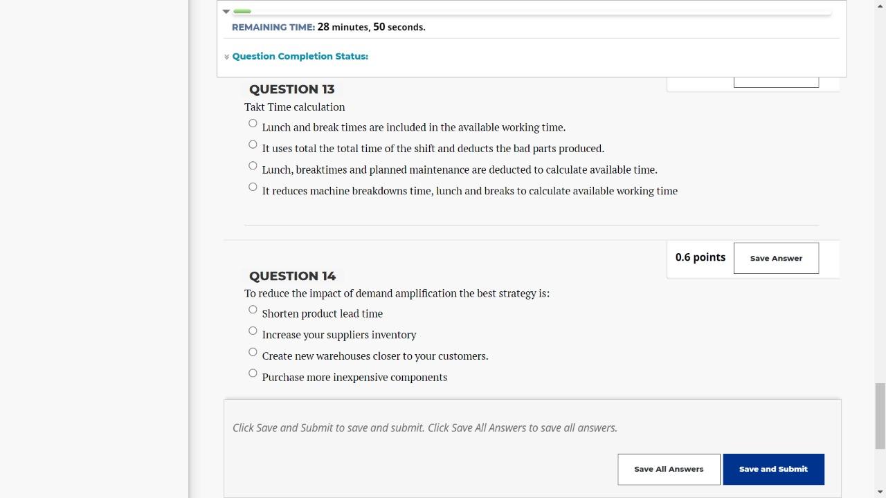 REMAINING TIME: 28 minutes, 50 seconds. Question