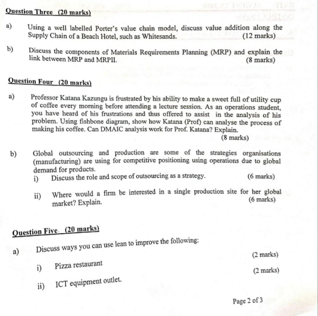 Question Three (20 marks) a) Using a well