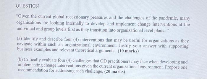 ... QUESTION "Given the current global