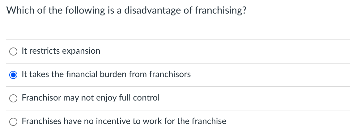 Which of the following is a disadvantage of