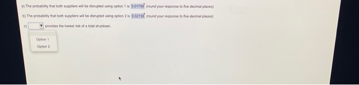 a) The probability that both suppliers will be