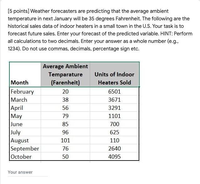 [5 points] Weather forecasters are predicting