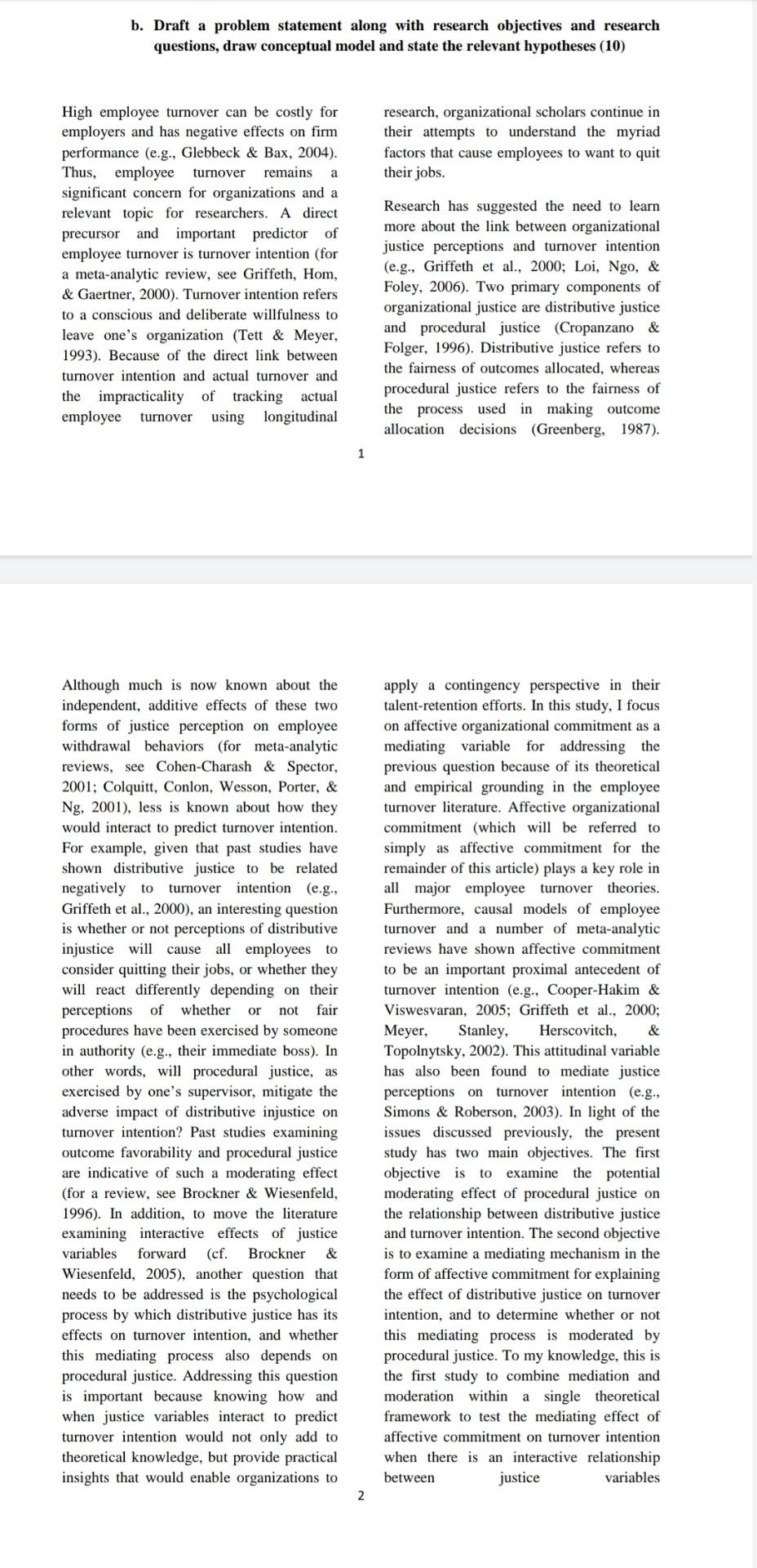 subject: Business Research Methods b. Draft a