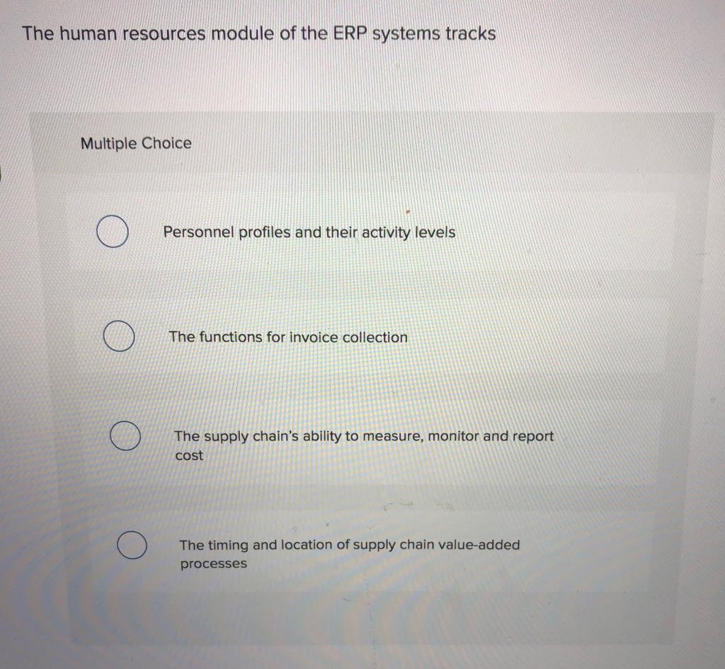 The human resources module of the ERP systems