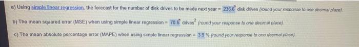 help please! a) Using simple linear regression,