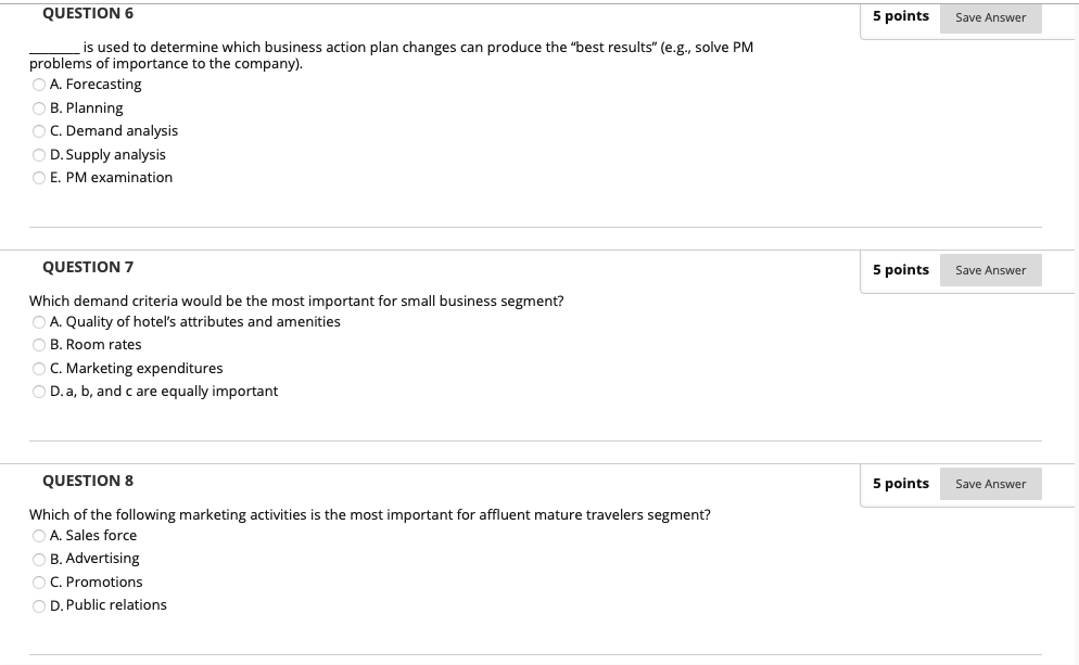 QUESTION 6 5 points Save Answer is used to