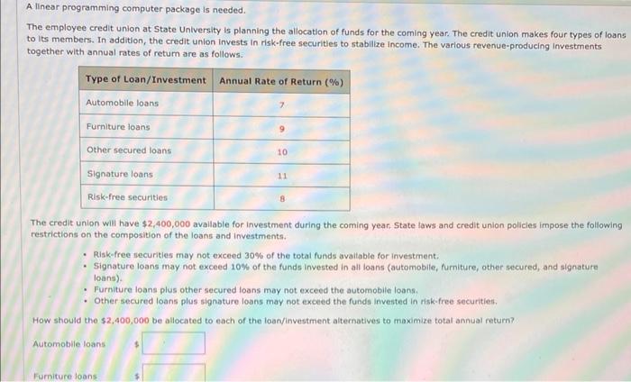 please explain using solver A linear programming
