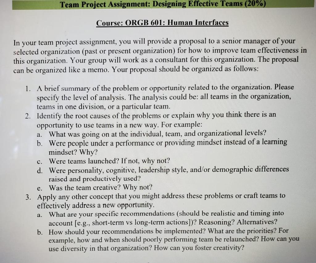 Team Project Assignment: Designing Effective