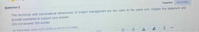 Question 3 10 points Save Answer The technical