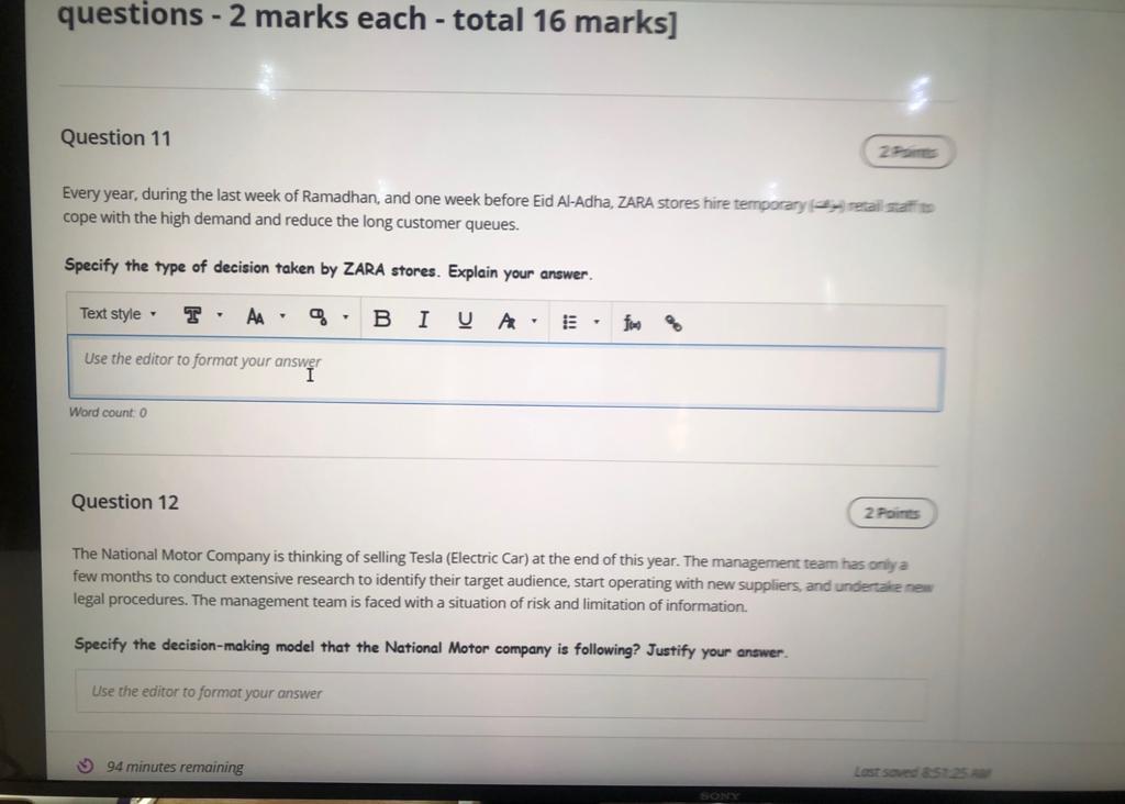 questions - 2 marks each - total 16 marks]