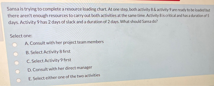 Sansa is trying to complete a resource loading