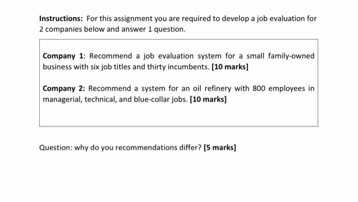 Instructions: For this assignment you are