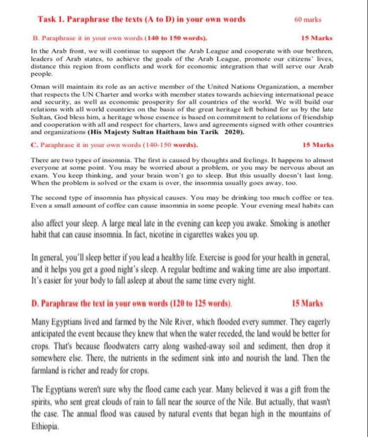 Required to reformulate the text with special