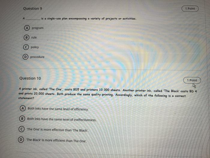 Question 9 1 Paint is a single-use plan