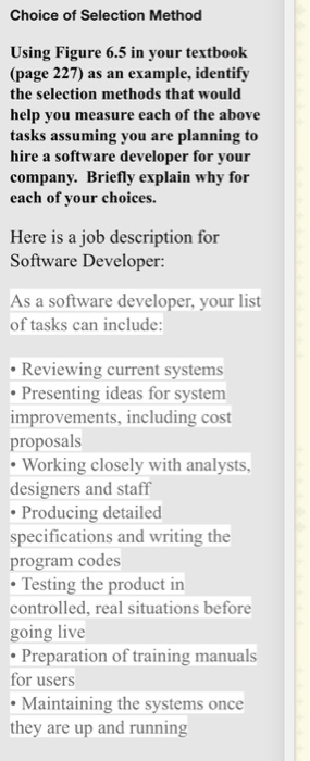 Choice of Selection Method Using Figure 6.5 in