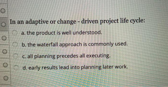 In an adaptive or change - driven project life