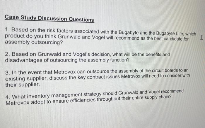 Case Study Discussion Questions 1. Based on the