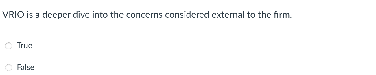 VRIO is a deeper dive into the concerns