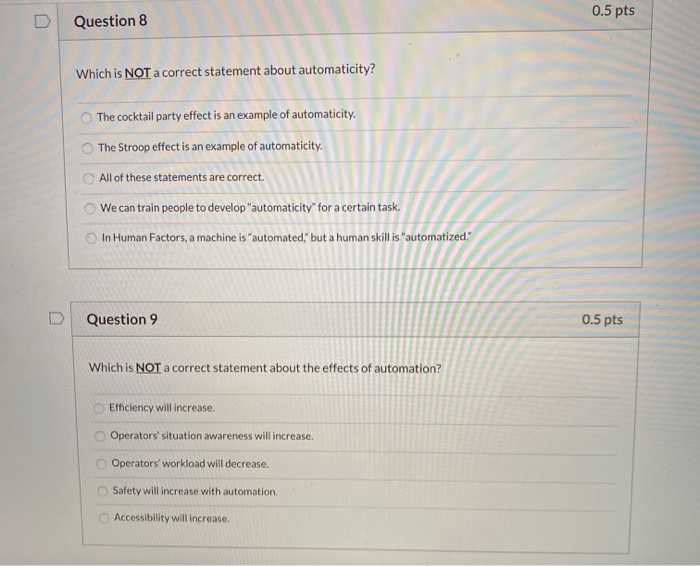 Question 6 0.5 pts Which is NOT a correct