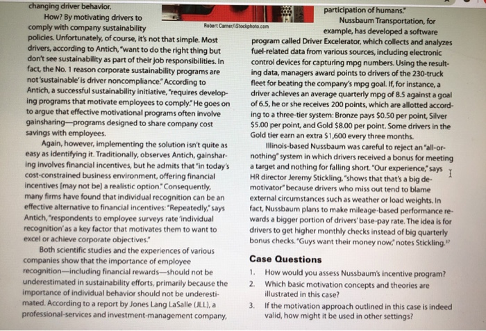 1. How would you assess Nussbaums incentive