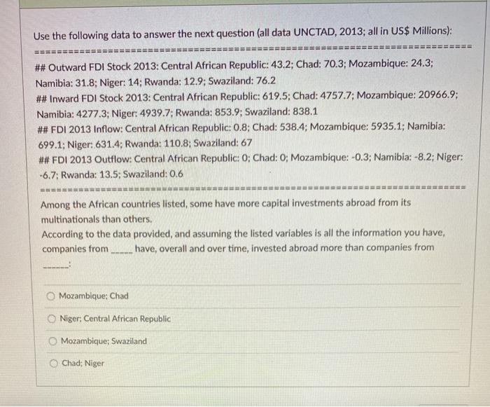 Use the following data to answer the next