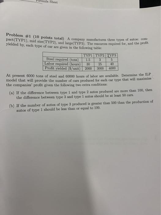Formula Sheet 1.5 30 3 25 5 40 4000 Problem #1