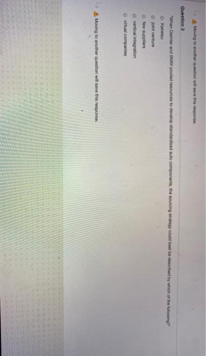 A Moving to another question will save the