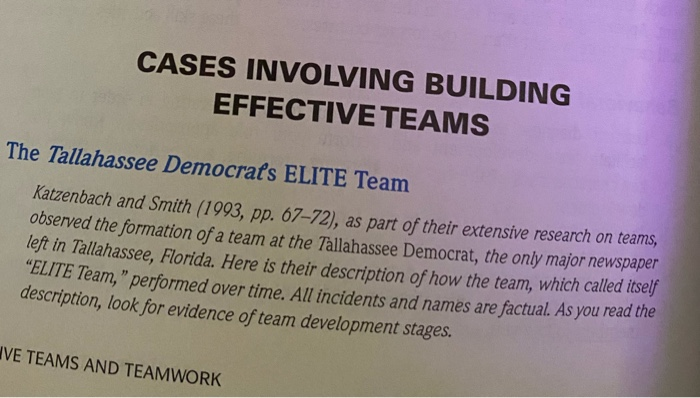 CASES INVOLVING BUILDING EFFECTIVE TEAMS The
