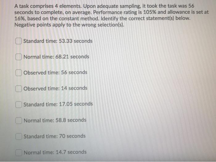 A task comprises 4 elements. Upon adequate