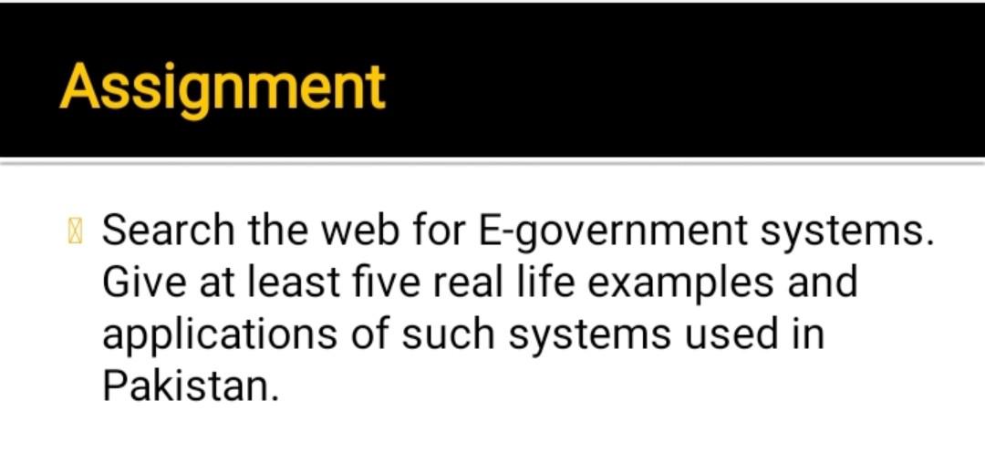 Assignment Search the web for E-government