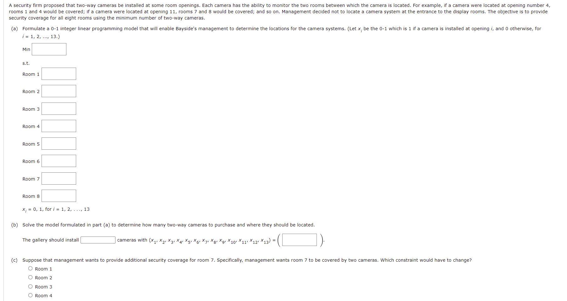 rooms are numbered 1 through 13. (i) security