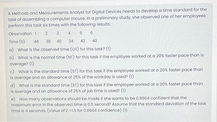 A Methods and Measurements Analyst for Digital