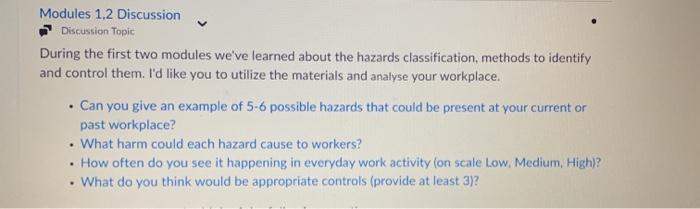 Modules 1.2 Discussion Discussion Topic During