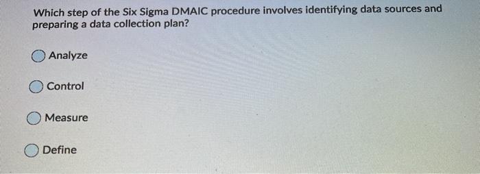 Which step of the Six Sigma DMAIC procedure