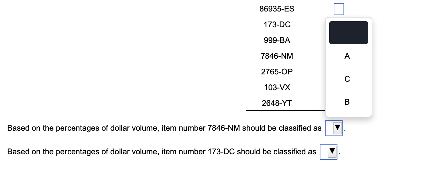 A company uses ABC analysis to help manage its