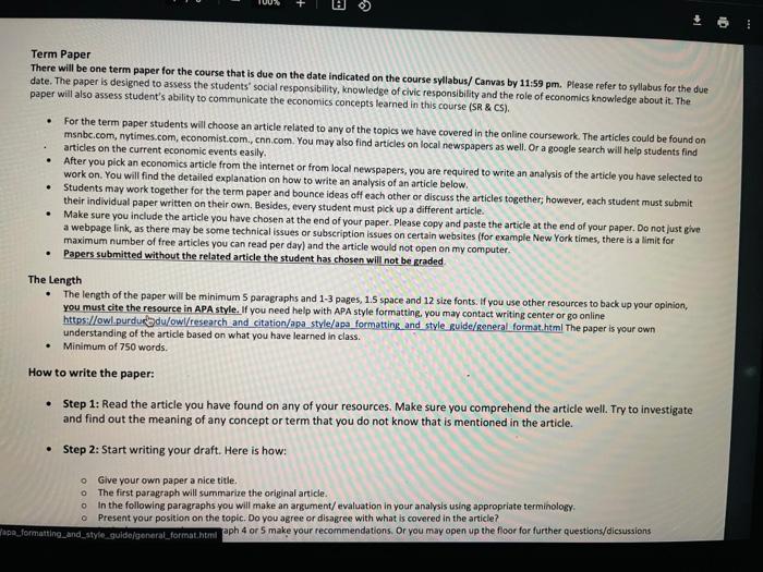 economists paper analysis . . . . Term Paper