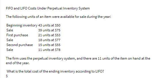 FIFO and LIFO Costs Under Perpetual Inventory