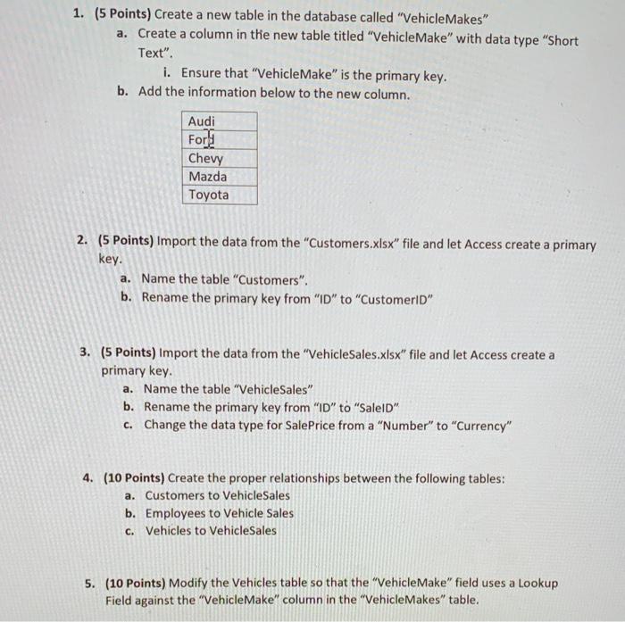 how do i do number 5? Excel VehicleSales g? -