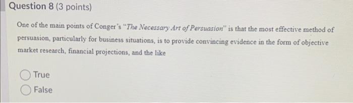 One of the main points of Conger's 