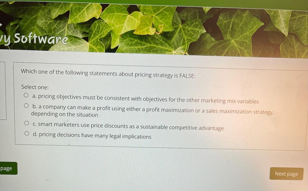 Which one of the following statements about